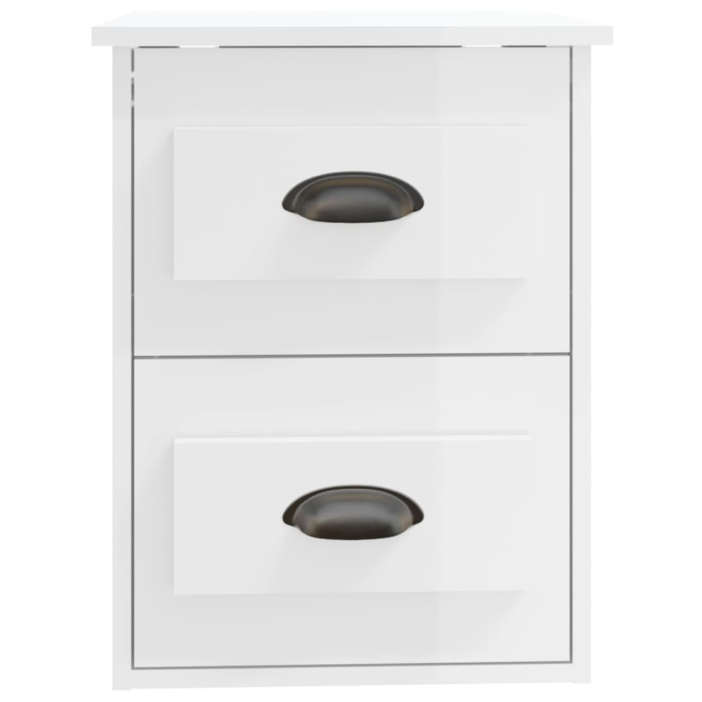 Comodini a Parete 2 pz Bianco Lucido 41,5x36x53 cm 816397