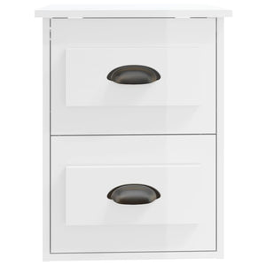 Comodini a Parete 2 pz-Set di 2 Tavolino da notte Bianco Lucido 41,5x36x53 cm