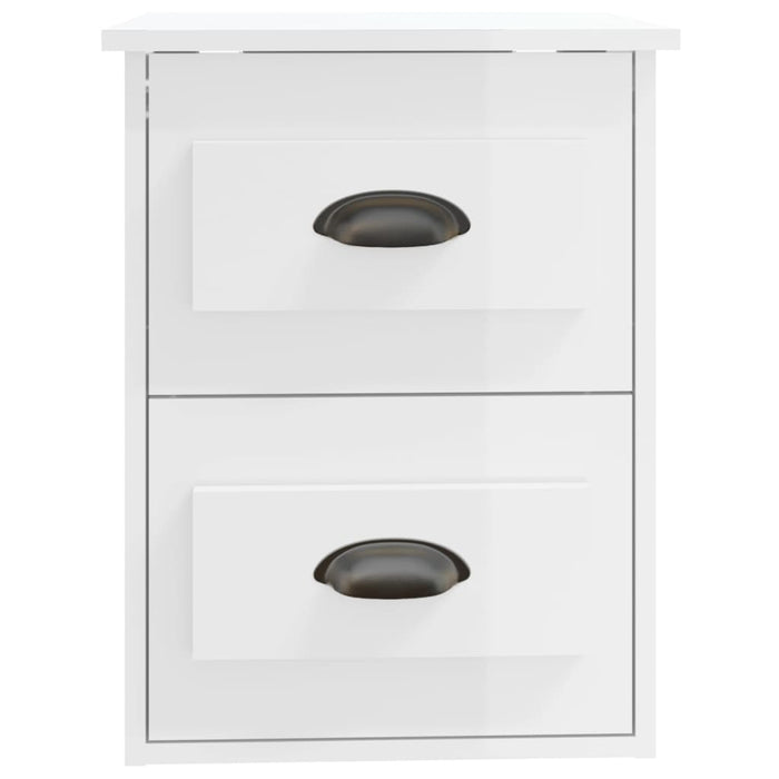 Comodini a Parete 2 pz-Set di 2 Tavolino da notte Bianco Lucido 41,5x36x53 cm