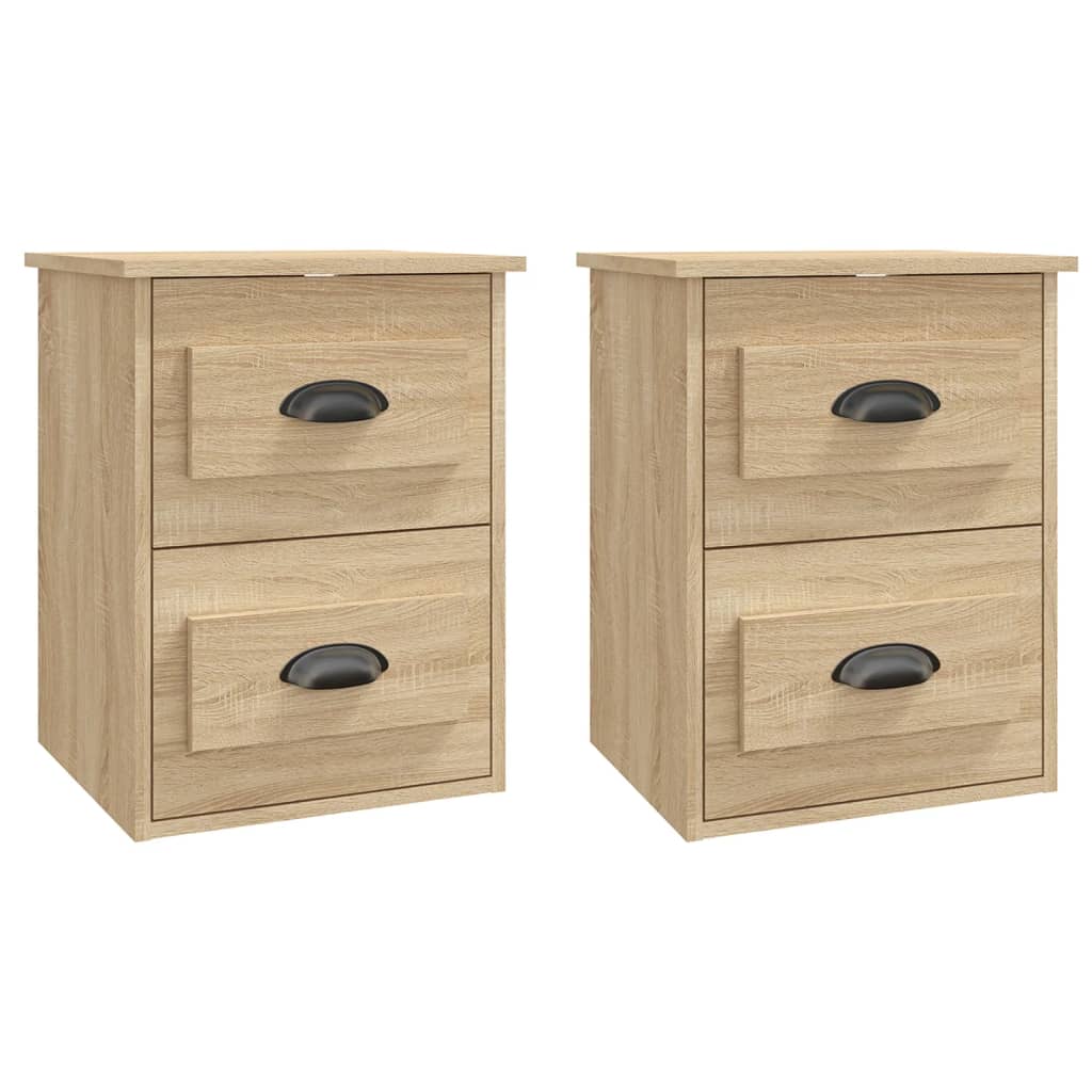 Comodini a Parete 2 pz-Set di 2 Tavolino da notte Rovere Sonoma 41,5x36x53 cm