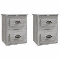 Comodini a Parete 2 pz-Set di 2 Tavolino da notte Grigio Sonoma 41,5x36x53 cm