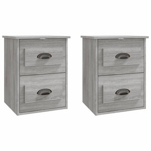 Comodini a Parete 2 pz-Set di 2 Tavolino da notte Grigio Sonoma 41,5x36x53 cm