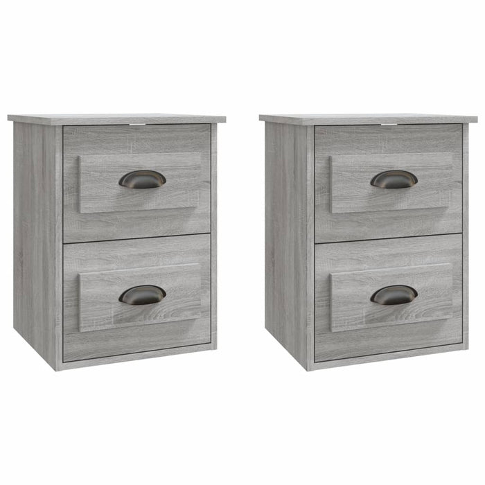 Comodini a Parete 2 pz-Set di 2 Tavolino da notte Grigio Sonoma 41,5x36x53 cm