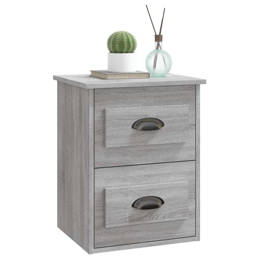 Comodini a Parete 2 pz-Set di 2 Tavolino da notte Grigio Sonoma 41,5x36x53 cm