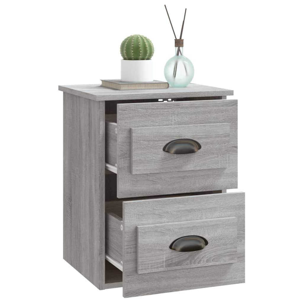 Comodini a Parete 2 pz-Set di 2 Tavolino da notte Grigio Sonoma 41,5x36x53 cm