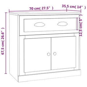 Credenza Bianca 70x35,5x67,5 cm in Legno Multistrato 816424