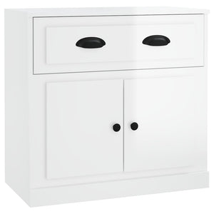 Credenza Bianco Lucido 70x35,5x67,5 cm in Legno Multistrato 816426