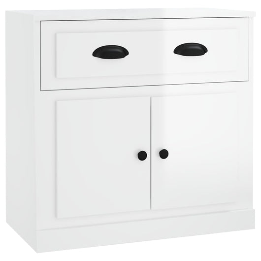 Credenza Bianco Lucido 70x35,5x67,5 cm in Legno Multistrato 816426