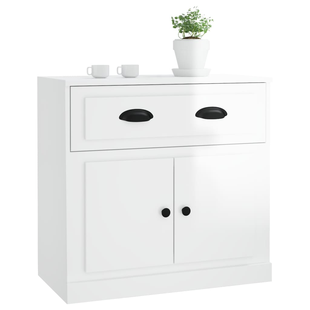 Credenza Bianco Lucido 70x35,5x67,5 cm in Legno Multistrato 816426