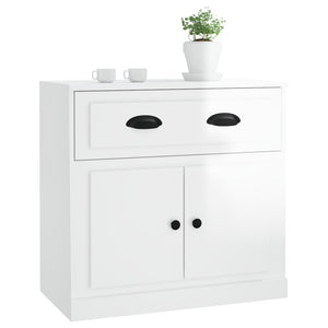 Credenza Bianco Lucido 70x35,5x67,5 cm in Legno Multistrato 816426