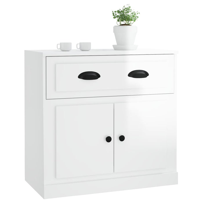 Credenza Bianco Lucido 70x35,5x67,5 cm in Legno Multistrato 816426