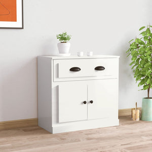 Credenza Bianco Lucido 70x35,5x67,5 cm in Legno Multistrato 816426