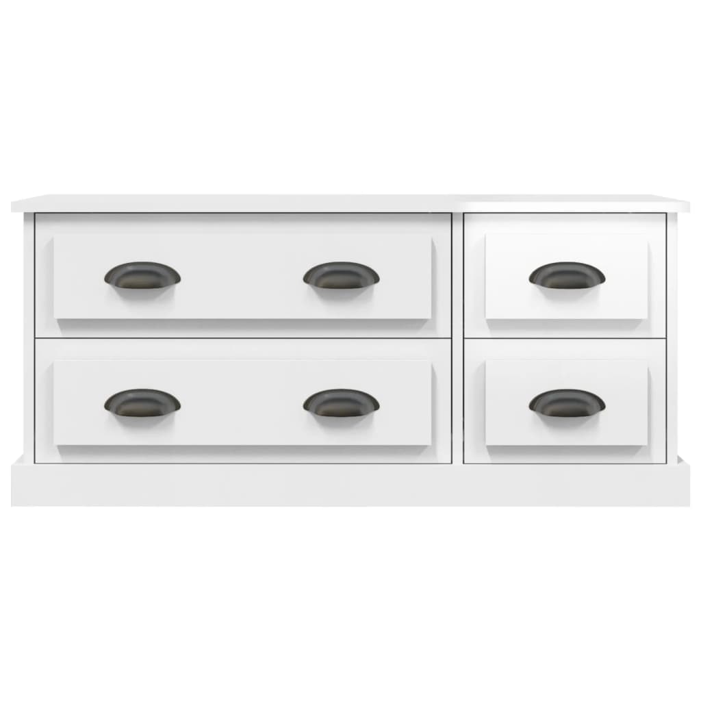 Mobile Porta TV Bianco Lucido 100x35,5x45 cm Legno Multistrato 816450