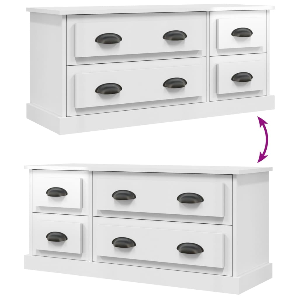 Mobile Porta TV Bianco Lucido 100x35,5x45 cm Legno Multistrato 816450