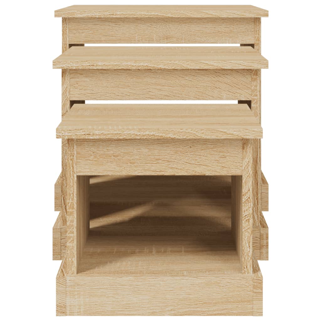 Tavolini da Salotto 3 pz Rovere Sonoma in Legno Multistrato 816491