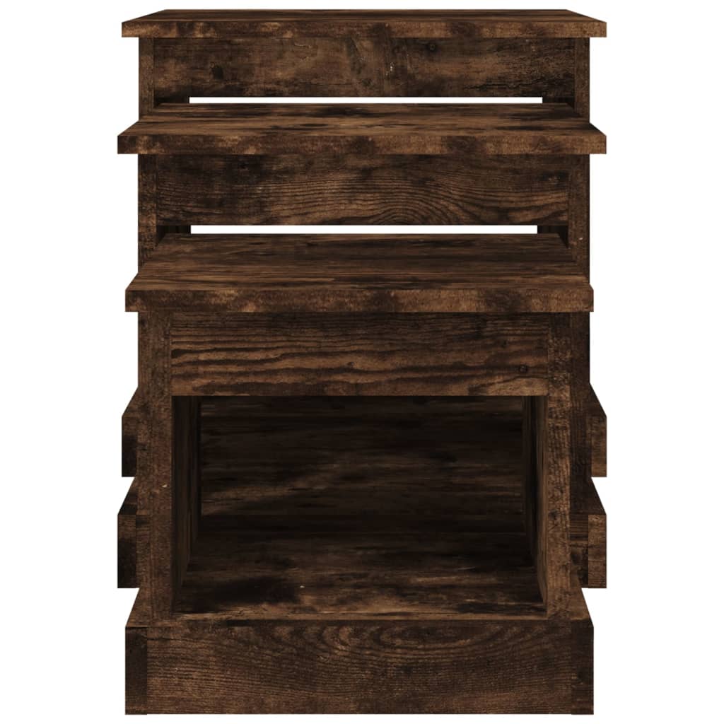 Tavolini da Salotto 3 pz Rovere Fumo in Legno Multistrato 816493