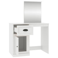 Toeletta con Specchio-Tavolo da Vanit¨¤ Bianca 90x50x132,5 cm Legno Multistrato