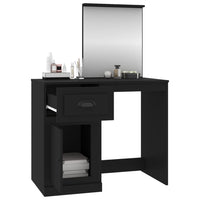Toeletta con Specchio-Tavolo da Vanit¨¤ Nera 90x50x132,5 cm Legno Multistrato