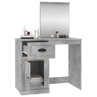 Toeletta Specchio-Tavolo da Vanit¨¤ Grigio Cemento 90x50x132,5 Legno Multistrato