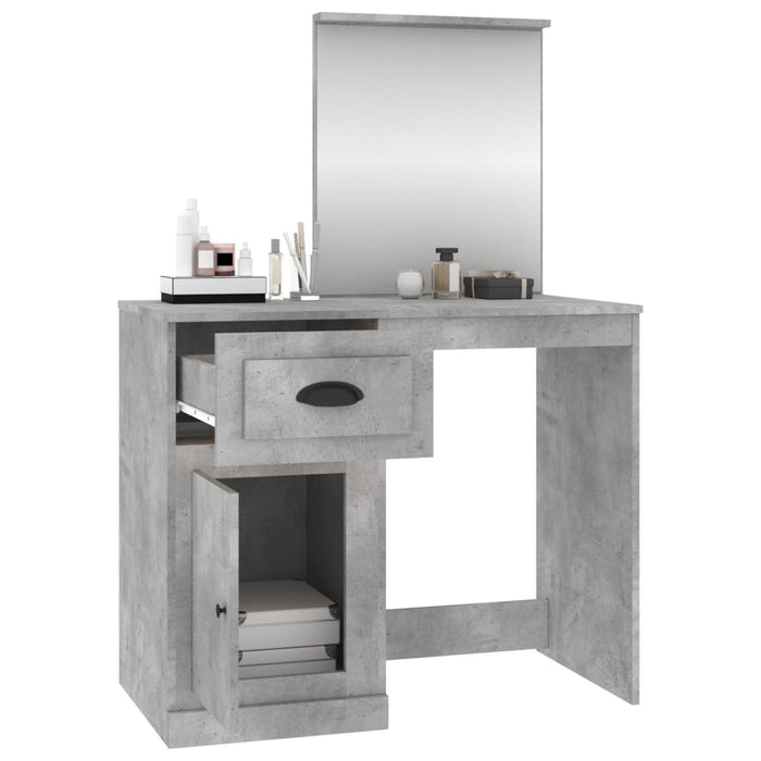 Toeletta Specchio-Tavolo da Vanit¨¤ Grigio Cemento 90x50x132,5 Legno Multistrato