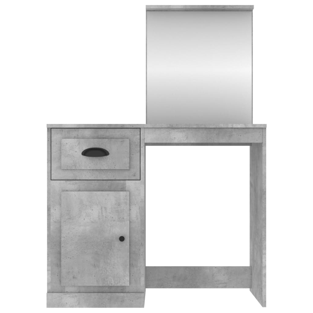 Toeletta Specchio-Tavolo da Vanit¨¤ Grigio Cemento 90x50x132,5 Legno Multistrato