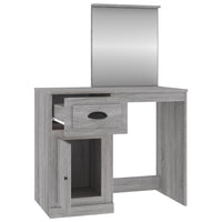 Toeletta Specchio-Tavolo da Vanit¨¤ Grigio Sonoma 90x50x132,5cm Legno Multistrato