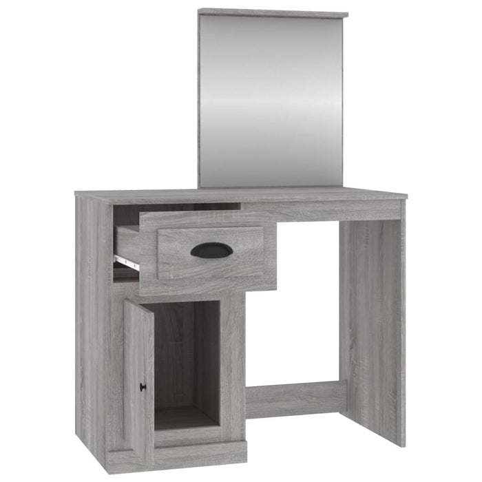 Toeletta Specchio-Tavolo da Vanit¨¤ Grigio Sonoma 90x50x132,5cm Legno Multistrato