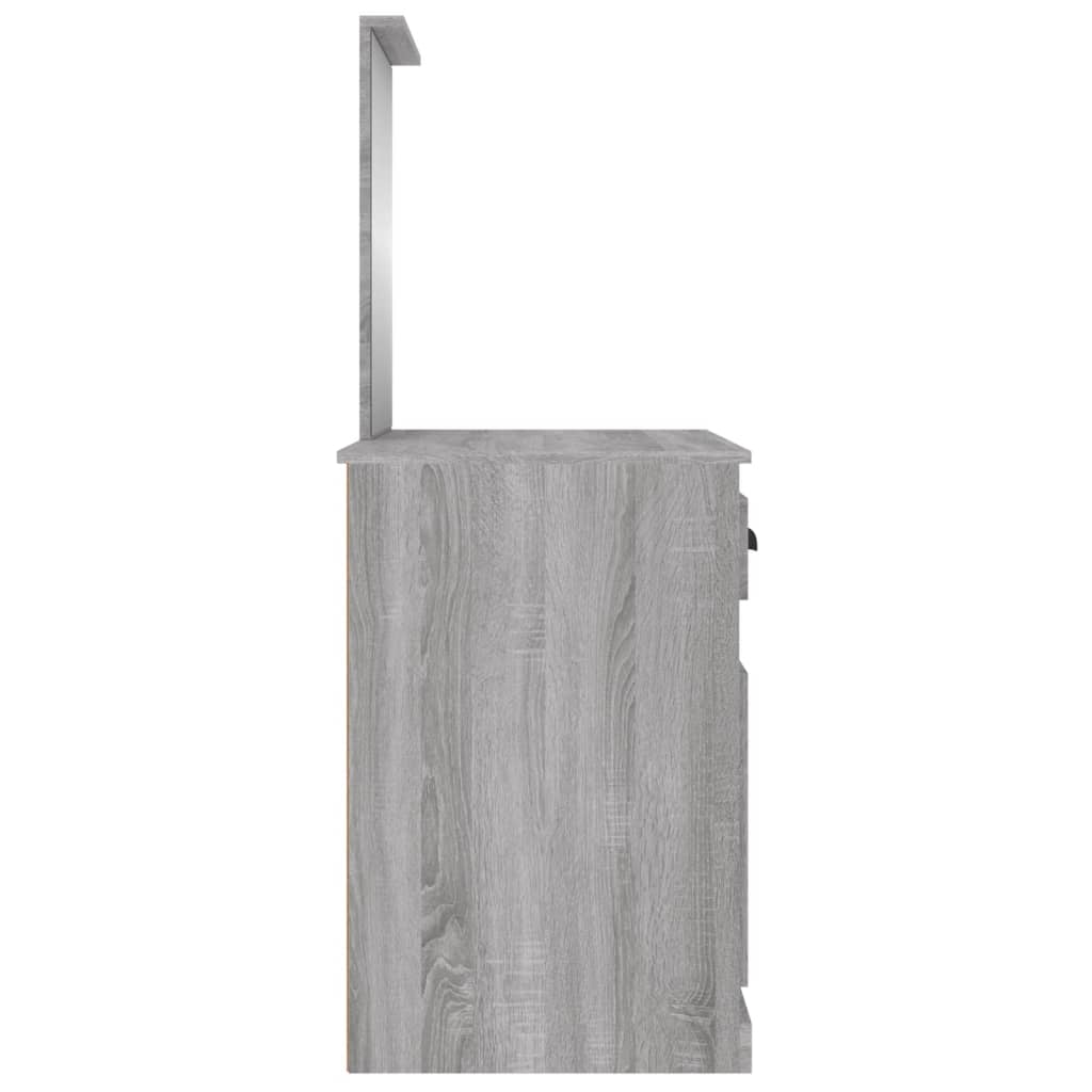 Toeletta Specchio-Tavolo da Vanit¨¤ Grigio Sonoma 90x50x132,5cm Legno Multistrato