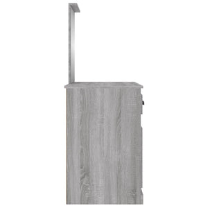 Toeletta Specchio-Tavolo da Vanit¨¤ Grigio Sonoma 90x50x132,5cm Legno Multistrato