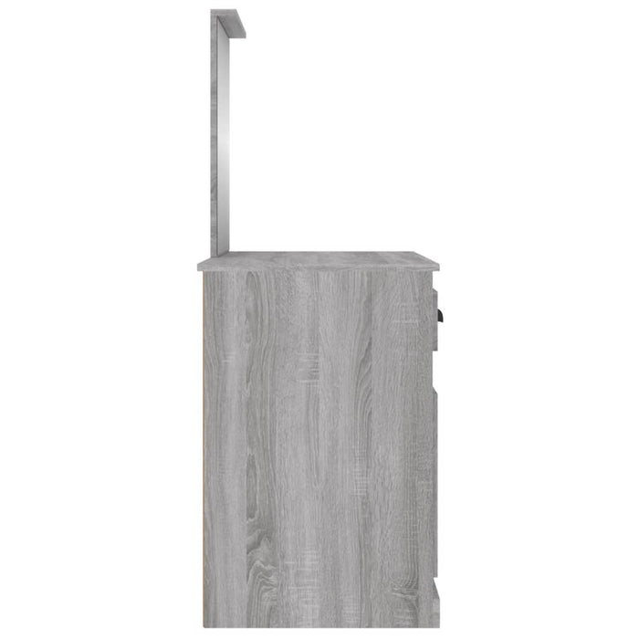 Toeletta Specchio-Tavolo da Vanit¨¤ Grigio Sonoma 90x50x132,5cm Legno Multistrato