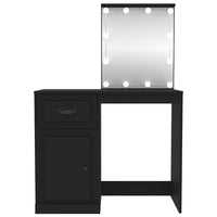 Toeletta con LED Nera 90x50x132,5 cm Legno Multistrato 816769