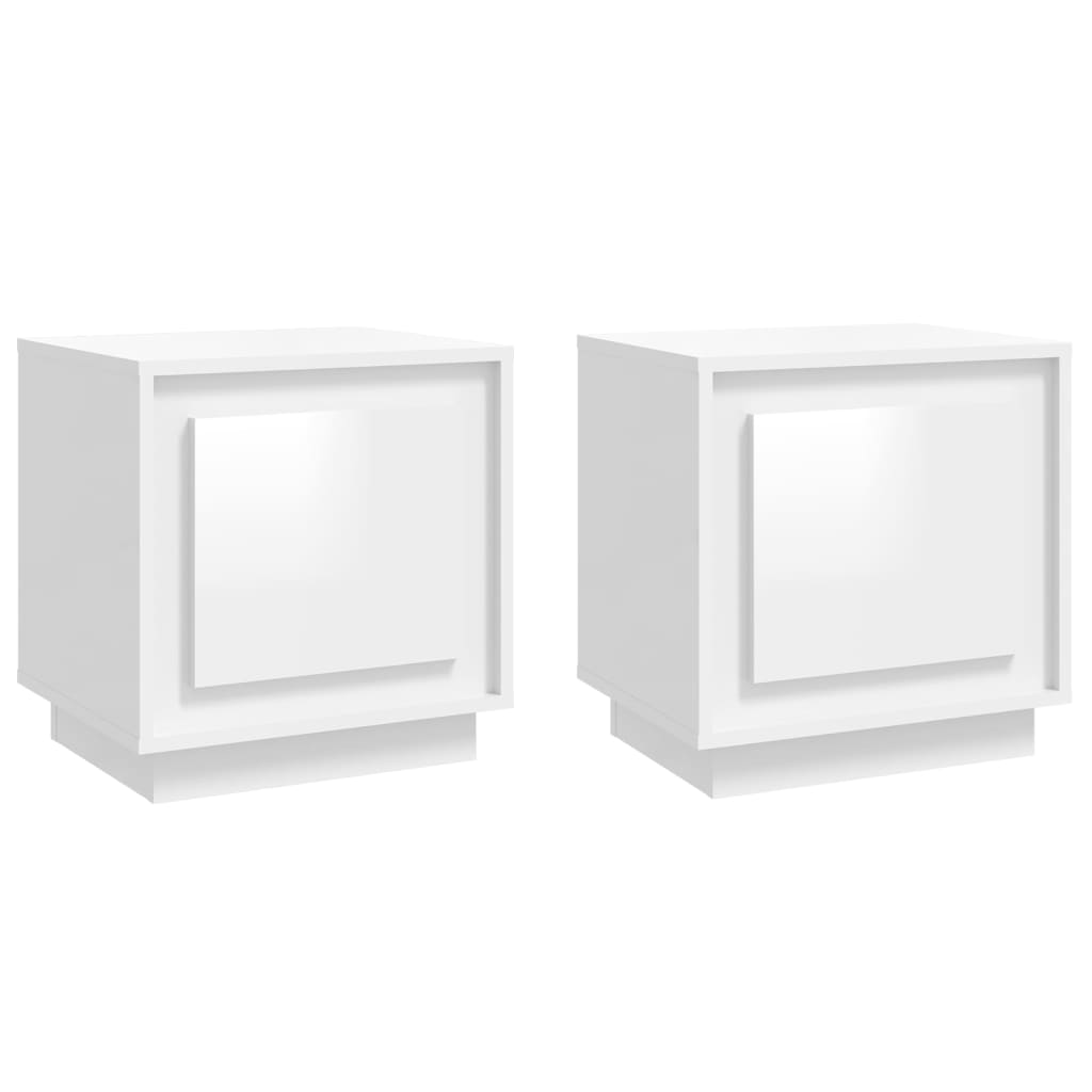 Comodini 2 pz Bianco Lucido 44x35x45 cm in Legno Multistrato 819841