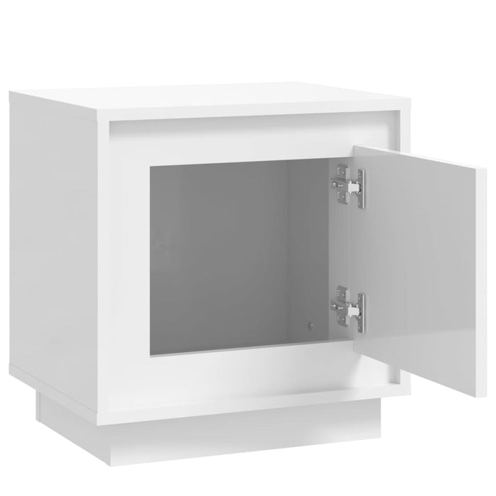 Comodini 2 pz Bianco Lucido 44x35x45 cm in Legno Multistrato 819841