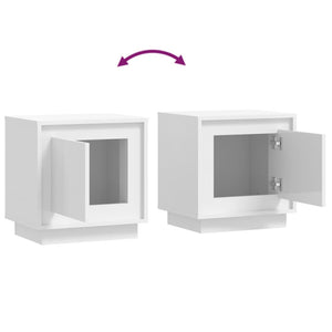 Comodini 2 pz Bianco Lucido 44x35x45 cm in Legno Multistrato 819841