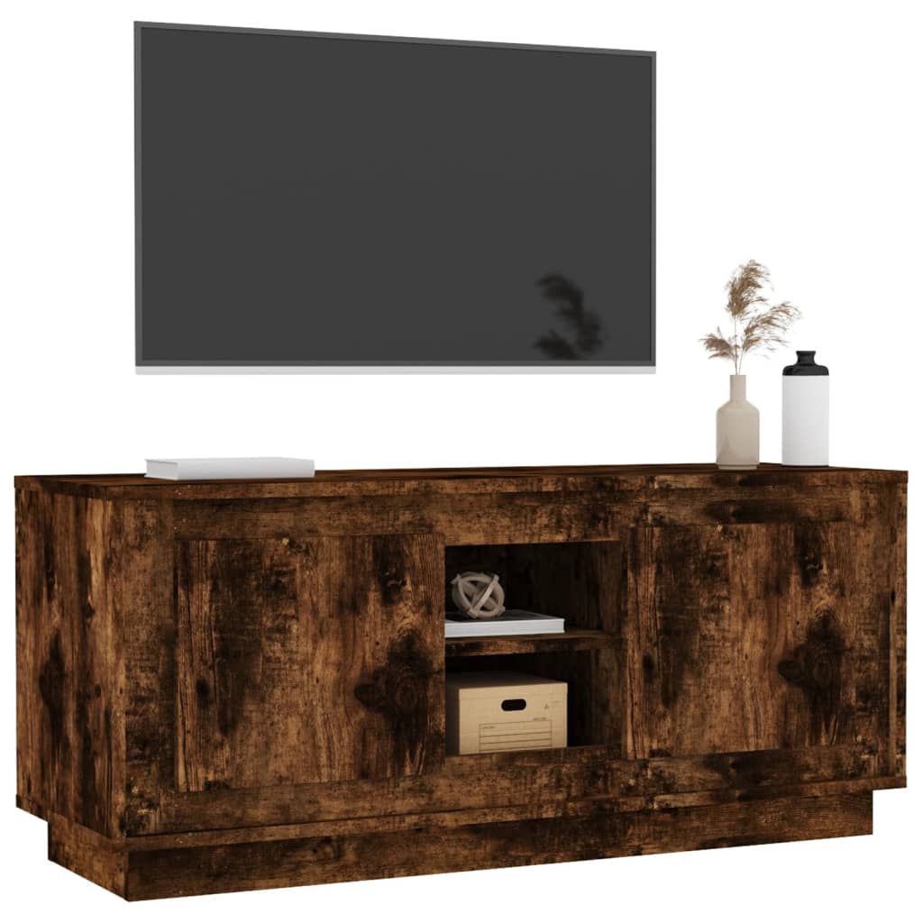 Mobile TV Rovere Fumo 102x35x45 cm in Legno Multistrato 819865