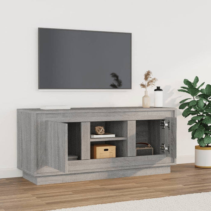 Mobile TV Grigio Sonoma 102x35x45 cm in Legno Multistrato 819866