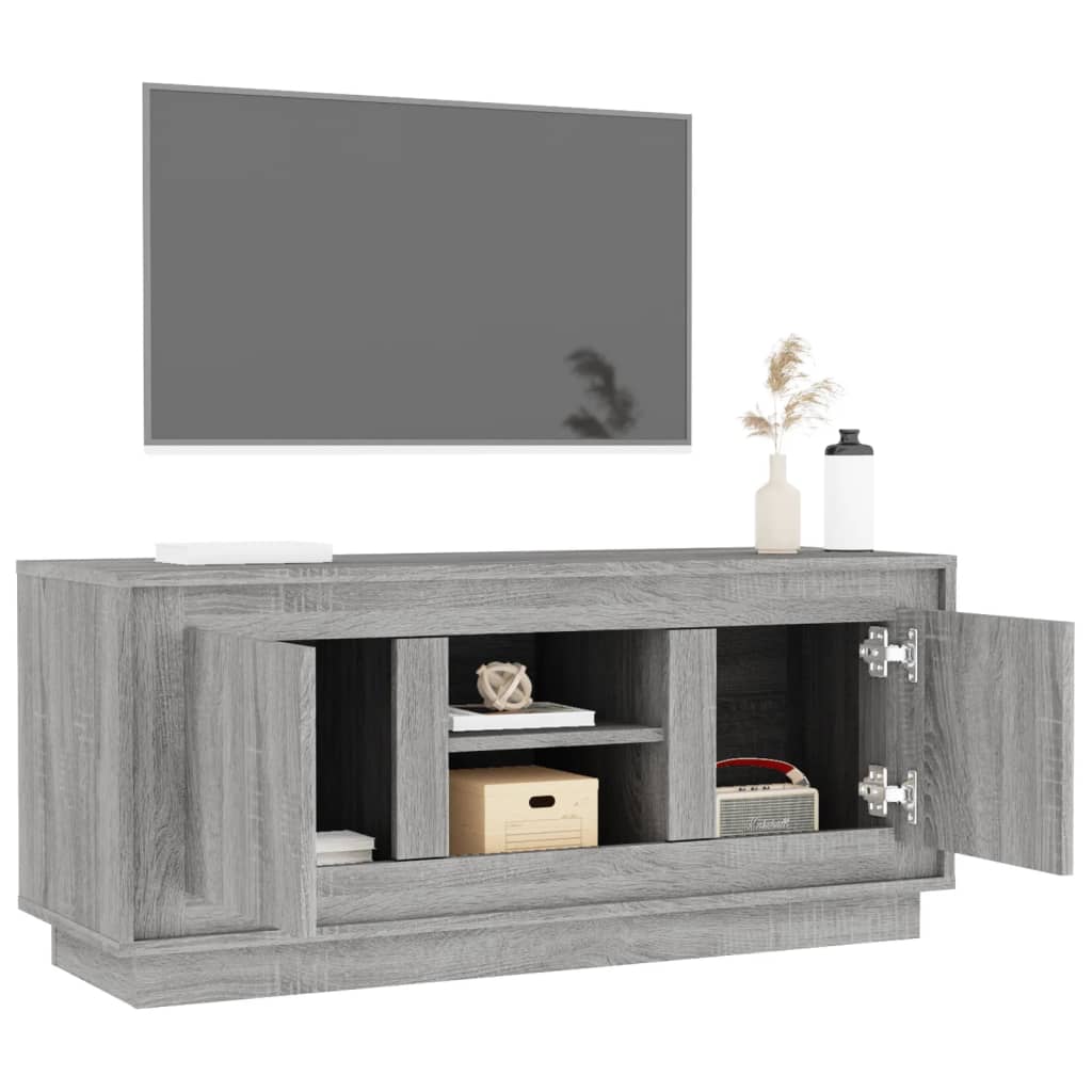 Mobile TV Grigio Sonoma 102x35x45 cm in Legno Multistrato 819866
