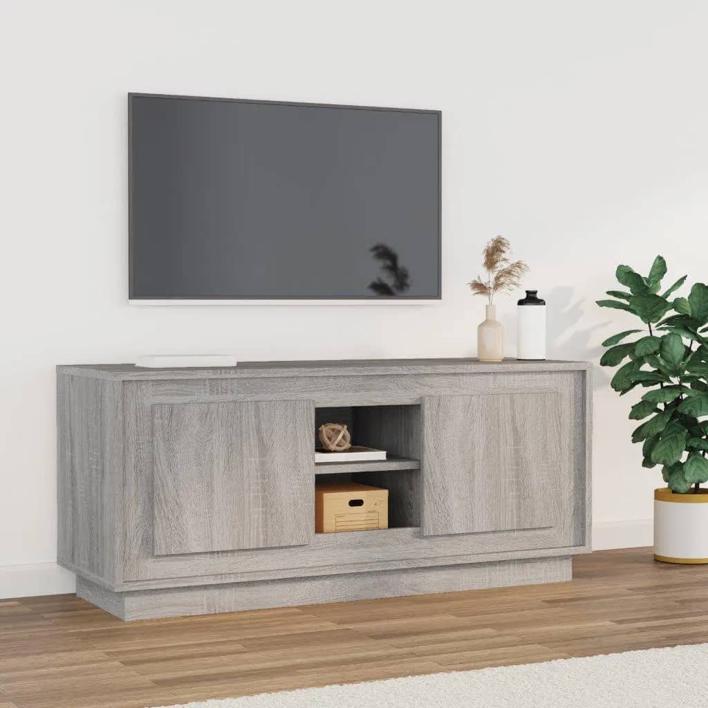 Mobile TV Grigio Sonoma 102x35x45 cm in Legno Multistrato 819866