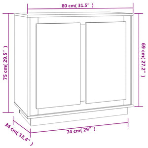 Credenza-Buffet-Armadio da cucina Bianca 80x34x75 cm in Legno Multistrato