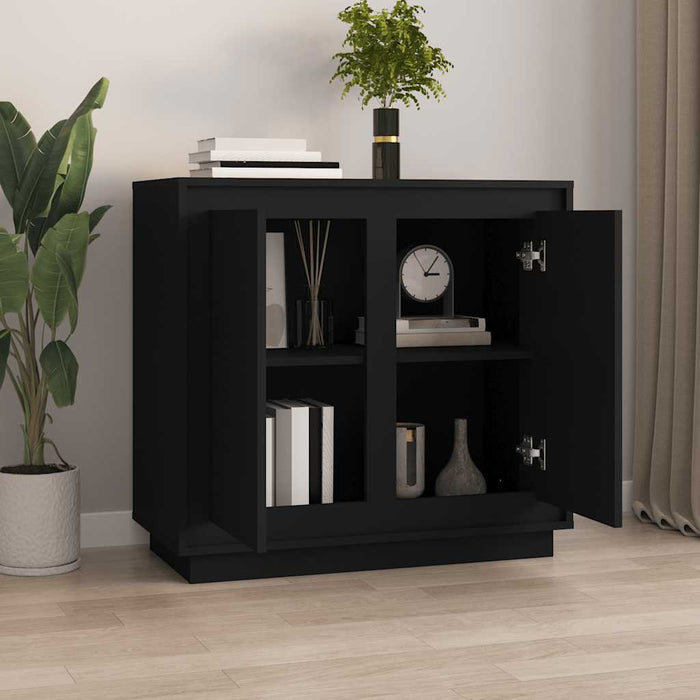 Credenza-Buffet-Armadio da cucina Nera 80x34x75 cm in Legno Multistrato