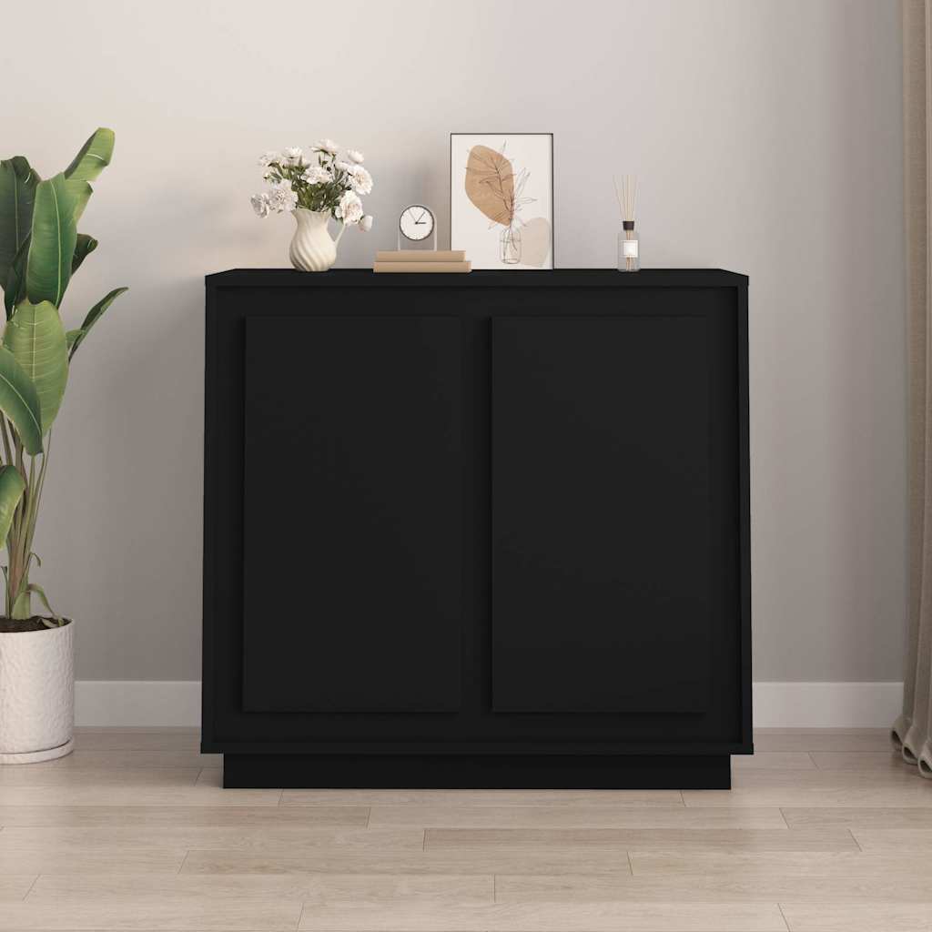 Credenza-Buffet-Armadio da cucina Nera 80x34x75 cm in Legno Multistrato
