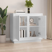 Credenza Bianco Lucido 80x34x75 cm in Legno Multistrato 819886