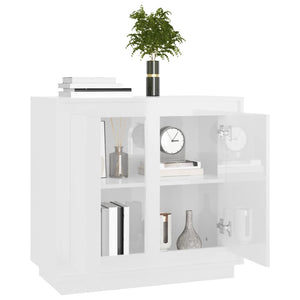 Credenza Bianco Lucido 80x34x75 cm in Legno Multistrato 819886