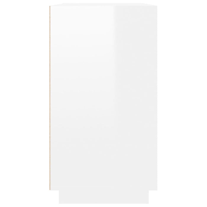 Credenza Bianco Lucido 80x34x75 cm in Legno Multistrato 819886