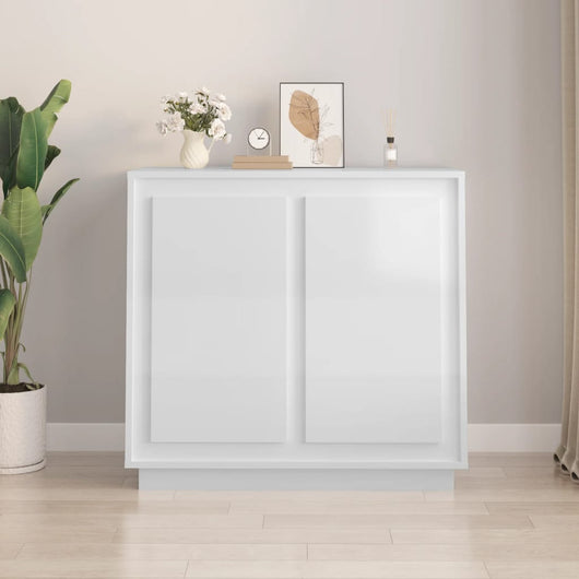 Credenza Bianco Lucido 80x34x75 cm in Legno Multistratocod mxl 81982