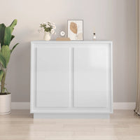 Credenza Bianco Lucido 80x34x75 cm in Legno Multistrato 819886