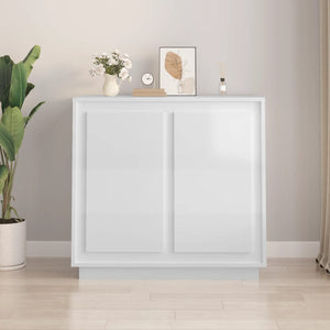 Credenza Bianco Lucido 80x34x75 cm in Legno Multistrato 819886