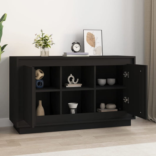 Credenza-Buffet-Armadio da cucina Nera 102x35x60 cm in Legno Multistrato