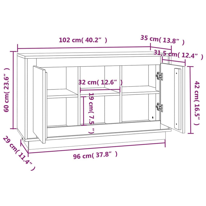 Credenza-Buffet-Armadio da cucina Rovere Fumo 102x35x60 cm in Legno Multistrato