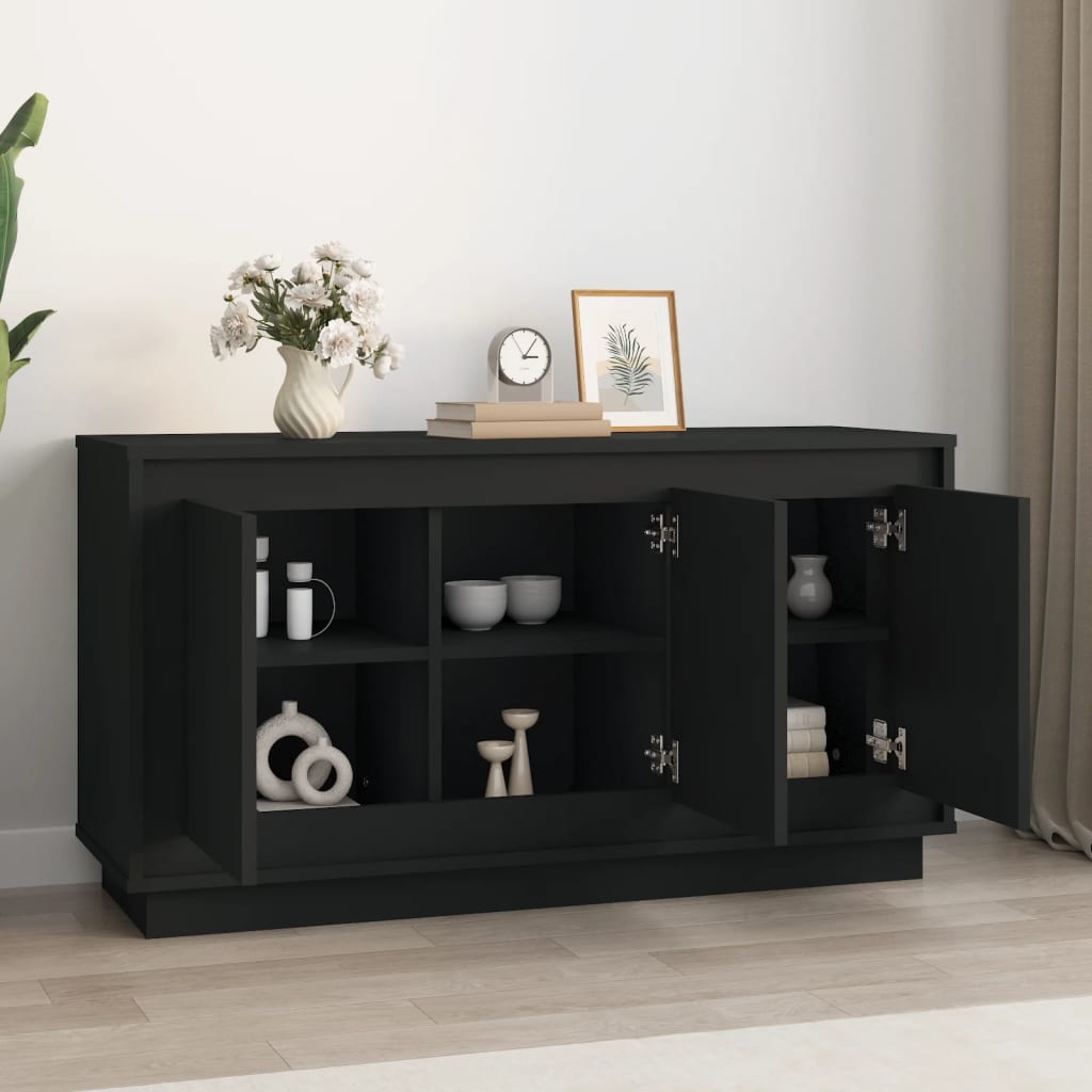 Credenza Nera 102x35x55 cm in Legno Multistrato 831886
